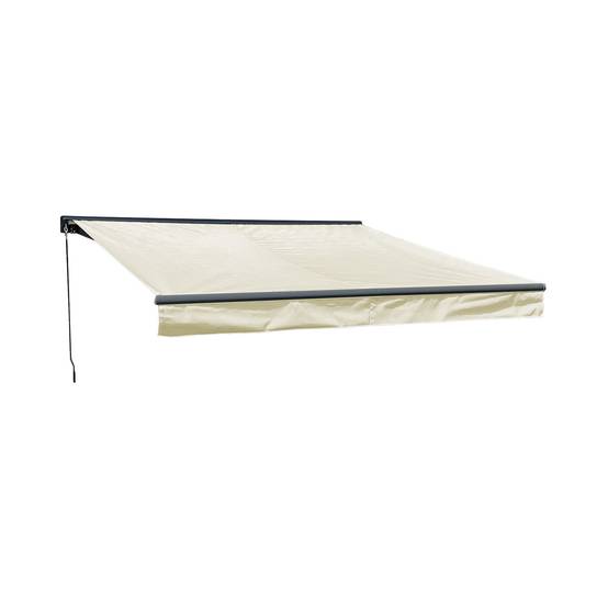 Store banne SAULE 3,5 × 3m avec semi-coffre - Toile beige et structure grise - HAPPY GARDEN - Imagen 1