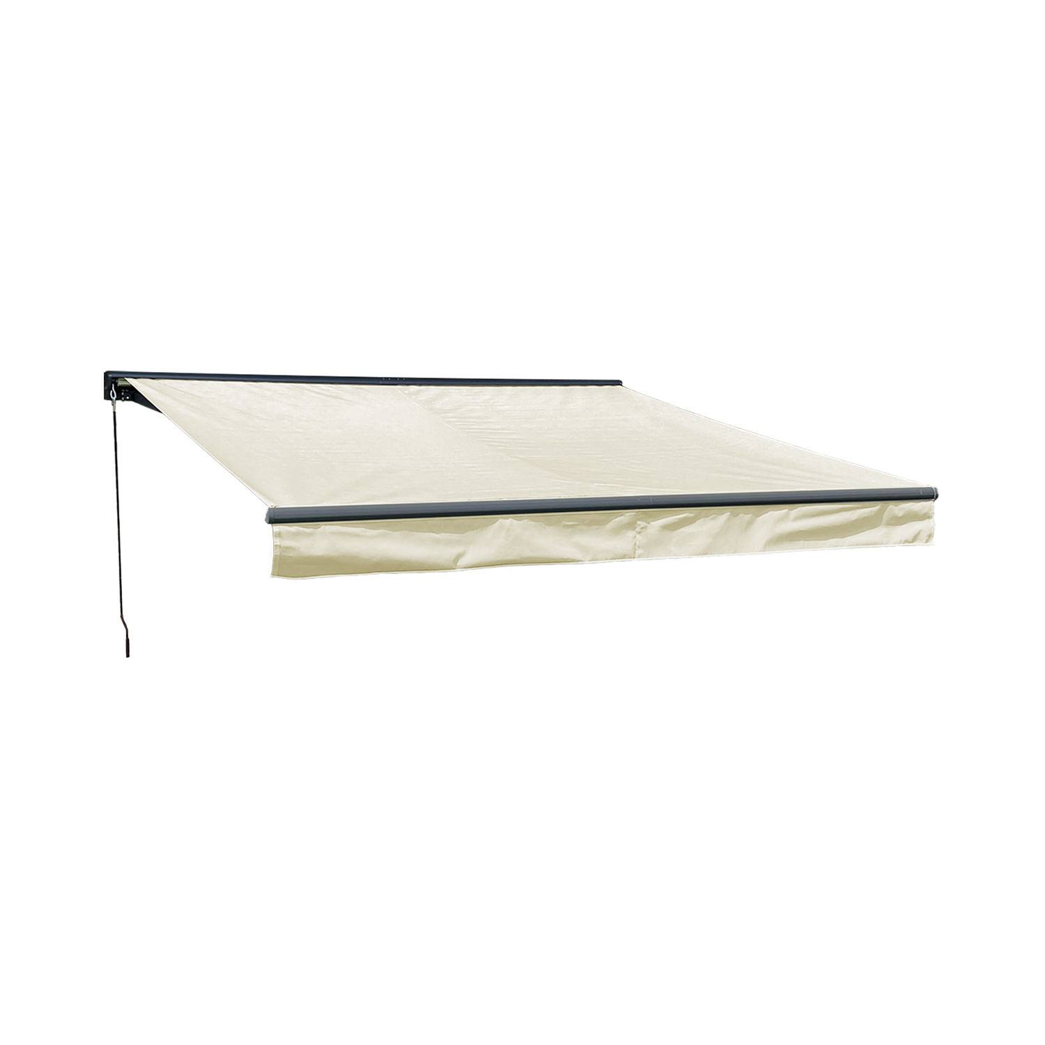 Store banne SAULE 3,5 × 3m avec semi-coffre - Toile beige et structure grise - HAPPY GARDEN - Imagen 1