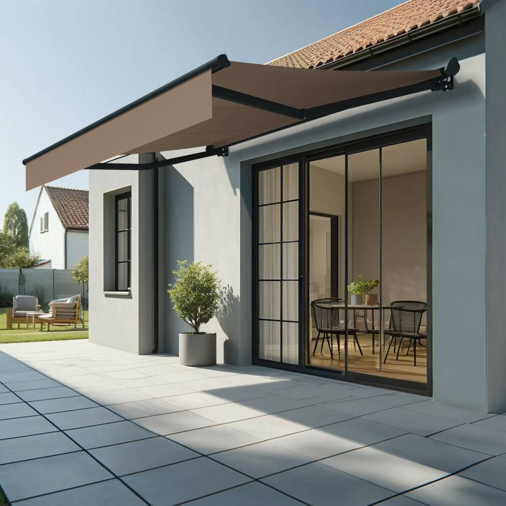 Store banne semi-coffre SARARI 3,00x2,00m (Manuelle - Taupe - Gris anthracite) - Alia Productions - Imagen 1