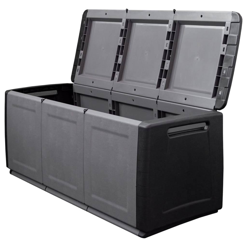 Helloshop26 - Coffre boîte meuble de jardin rangement 138 x 53 x 57 cm 330 litres gris foncé noir - Imagen 4