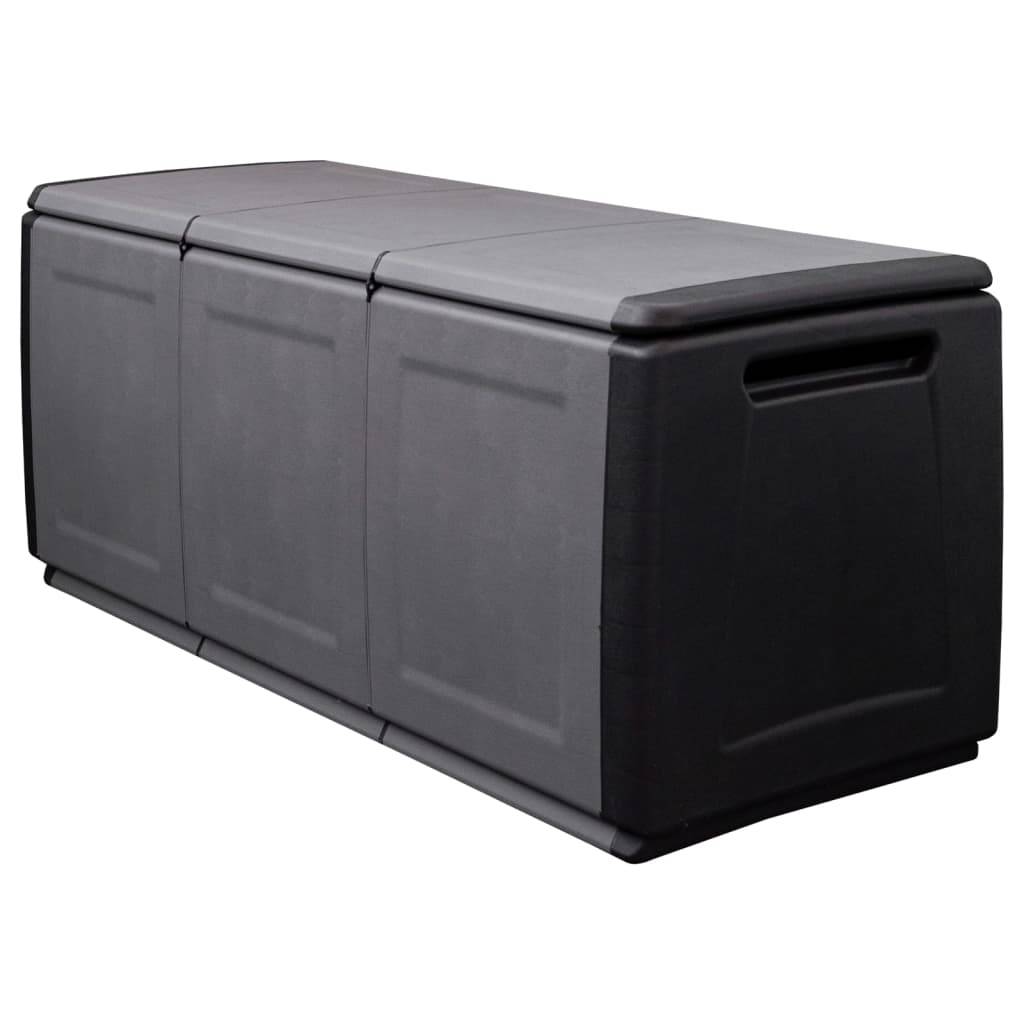 Helloshop26 - Coffre boîte meuble de jardin rangement 138 x 53 x 57 cm 330 litres gris foncé noir - Imagen 1
