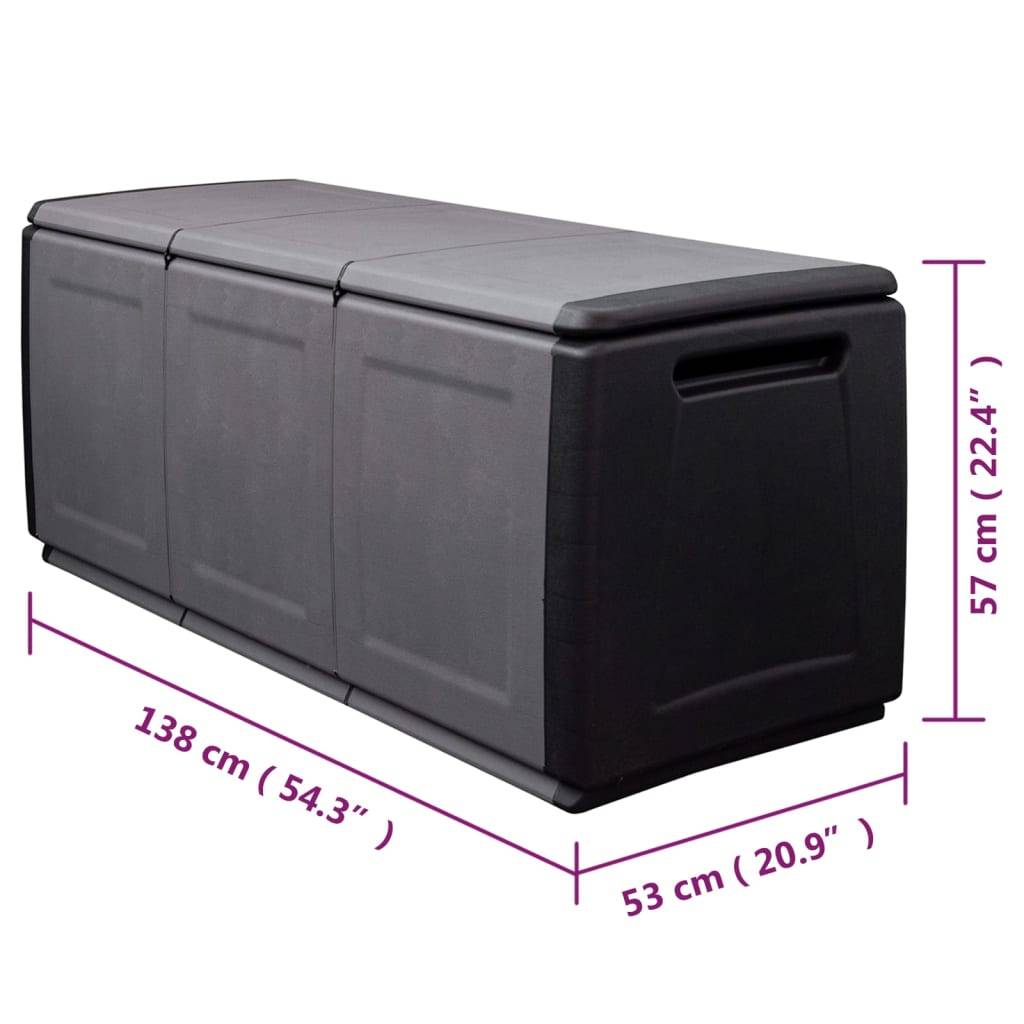 Helloshop26 - Coffre boîte meuble de jardin rangement 138 x 53 x 57 cm 330 litres gris foncé noir - Imagen 6