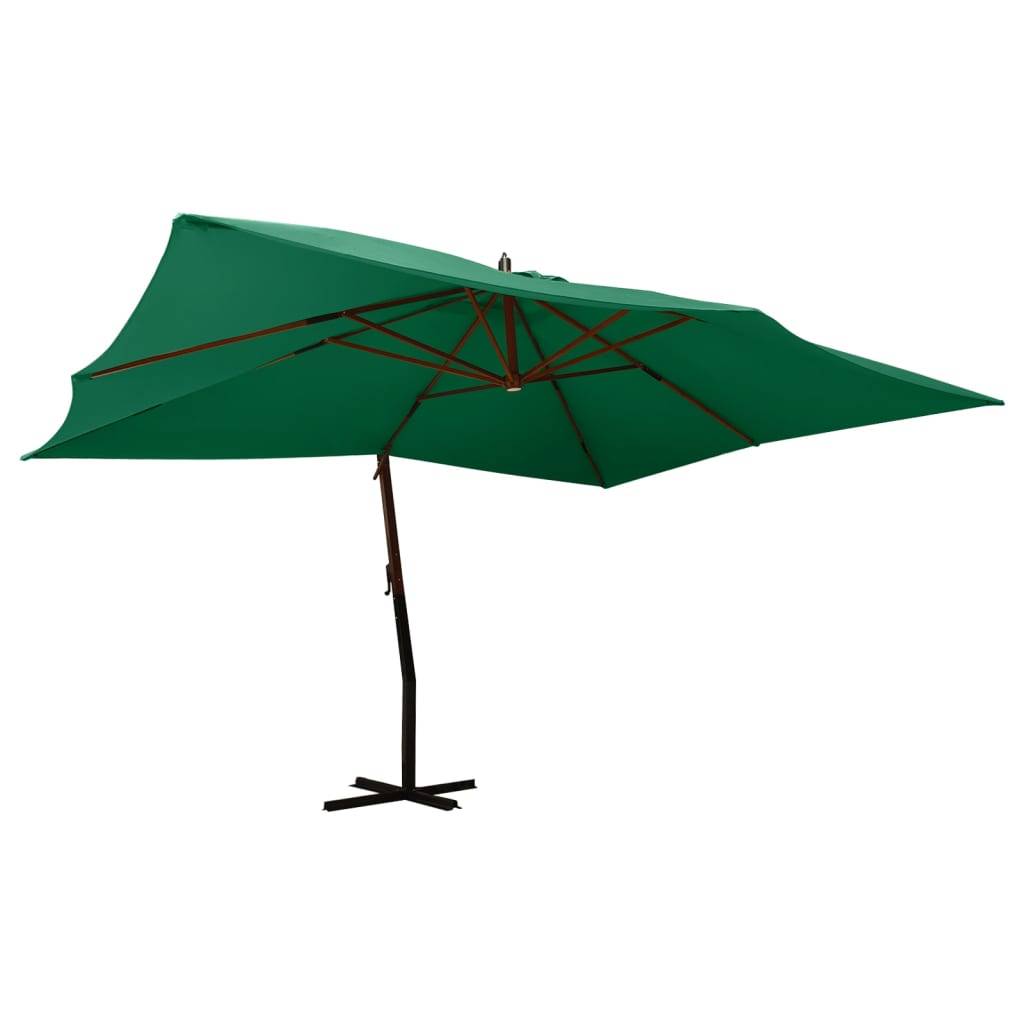 Helloshop26 - Parasol meuble de jardin en porte-à-fau x avec mât en bois 400 x 300 cm vert - Imagen 1