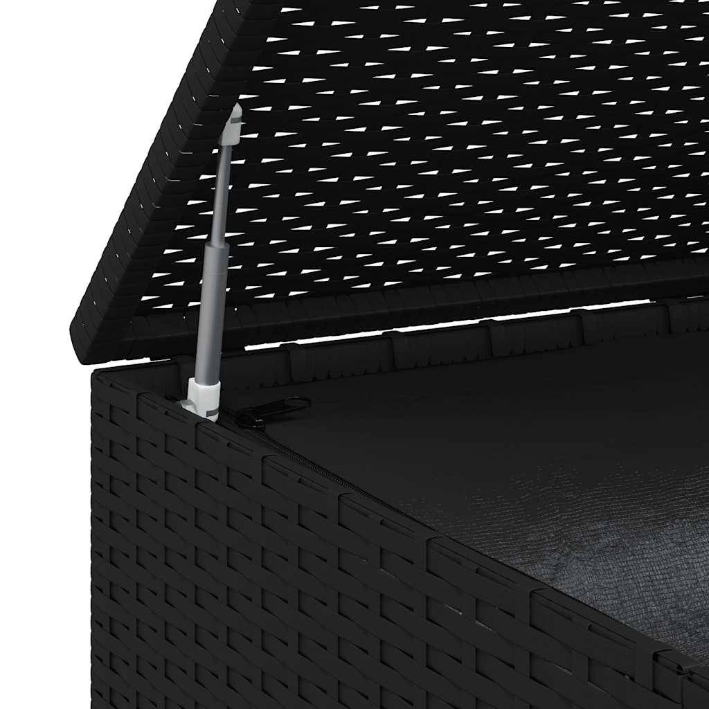 Grande Malle de Jardin en Résine Tressée avec Vérin Hydraulique pour Coussins Noir 100x97.5x104 cm – ComfortXL Outdoor Living - Image 9
