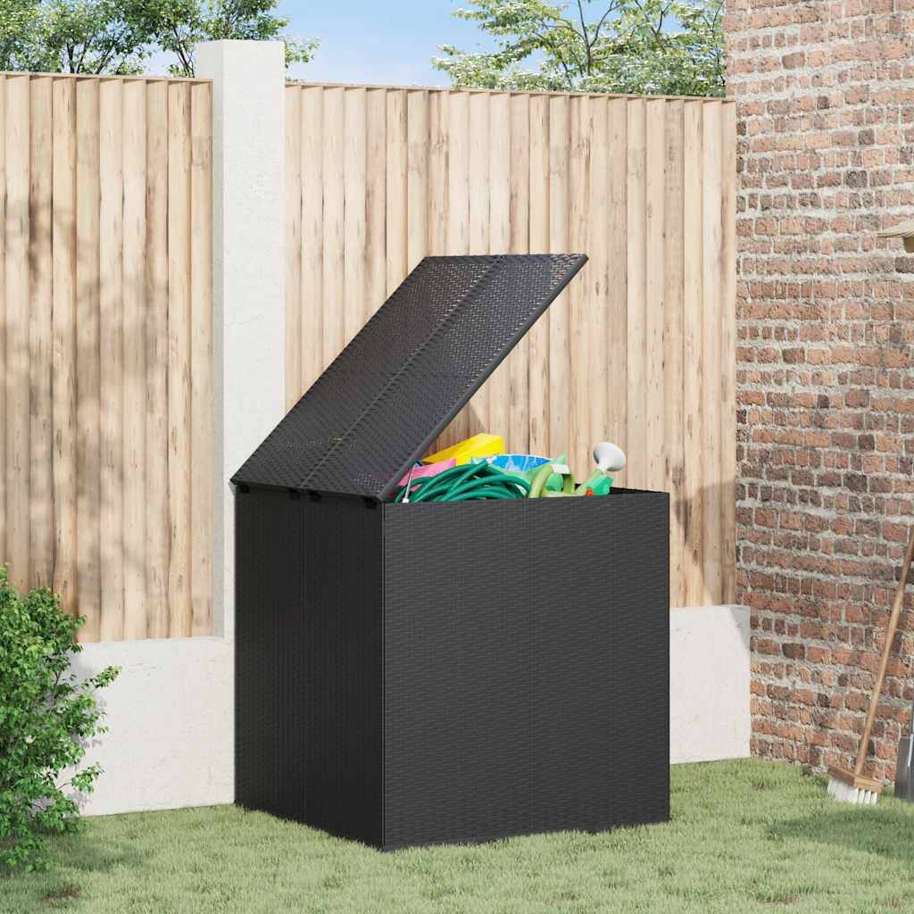 Grande Malle de Jardin en Résine Tressée avec Vérin Hydraulique pour Coussins Noir 100x97.5x104 cm – ComfortXL Outdoor Living - Image 1