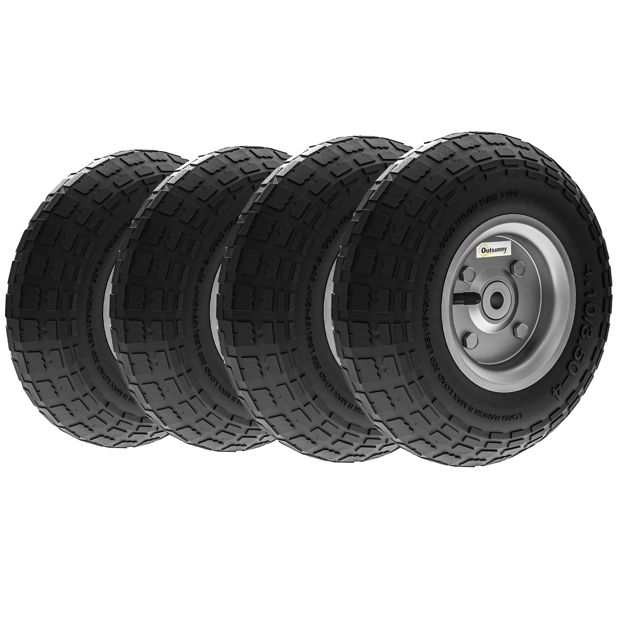 ComfortXL - Lot de 4 roues pneumatiques en caoutchouc noir Ø 25,5 cm alésage 16 mm pour brouette chariot et diable - Image 2