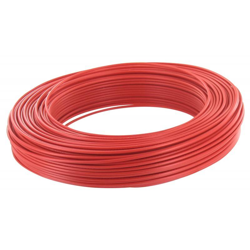 Câble d'installation H07V-U 10 m 1.5mm² rouge avec isolant en PVC - FILS & CÂBLES - 60101015A