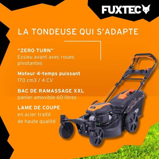 FUXTEC - Tondeuse à gazon thermique autotractée FUXTEC FX-RM5170agile – 51 cm – 170 cm³ – 60L – Roues pivotantes – Easy Clean – Mulching - Image 5
