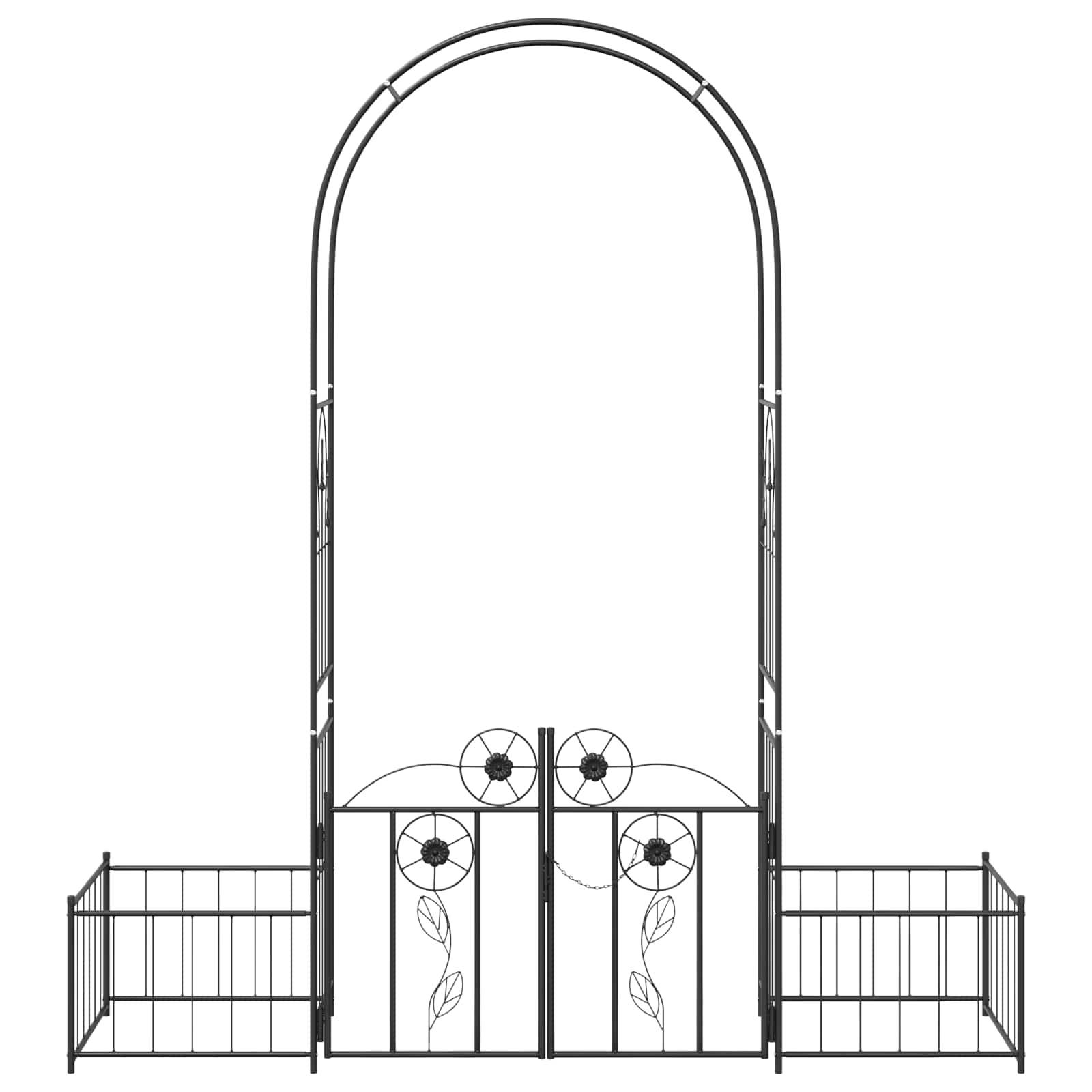 Grande Arche de jardin Métal Noir avec Portail Double Largeur pour Allée 203cm - ComfortXL Outdoor Living - Image 6