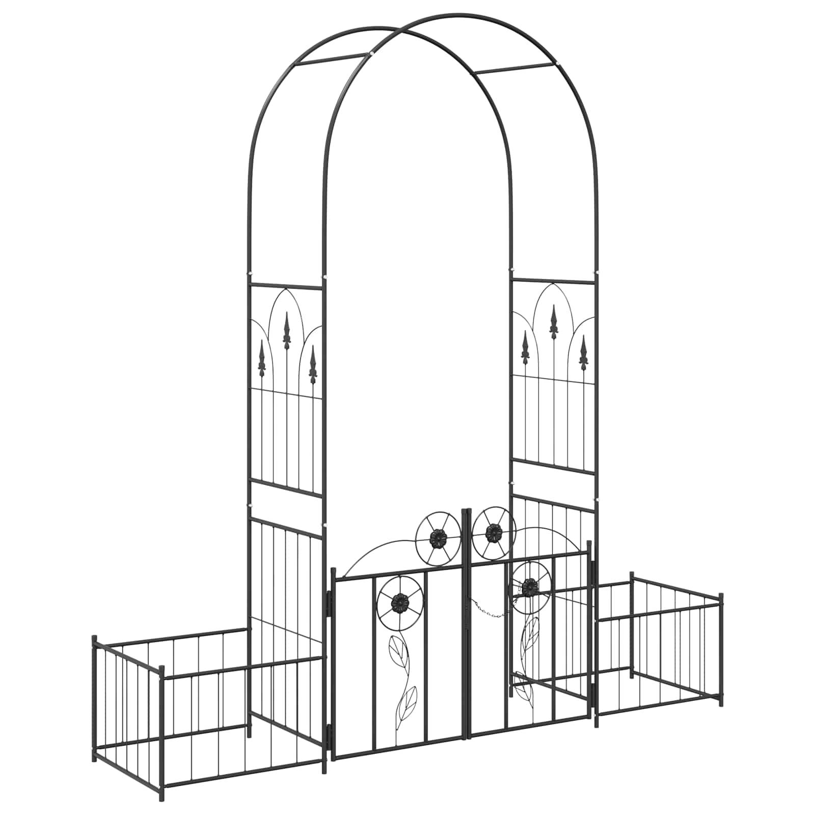 Grande Arche de jardin Métal Noir avec Portail Double Largeur pour Allée 203cm - ComfortXL Outdoor Living - Image 2