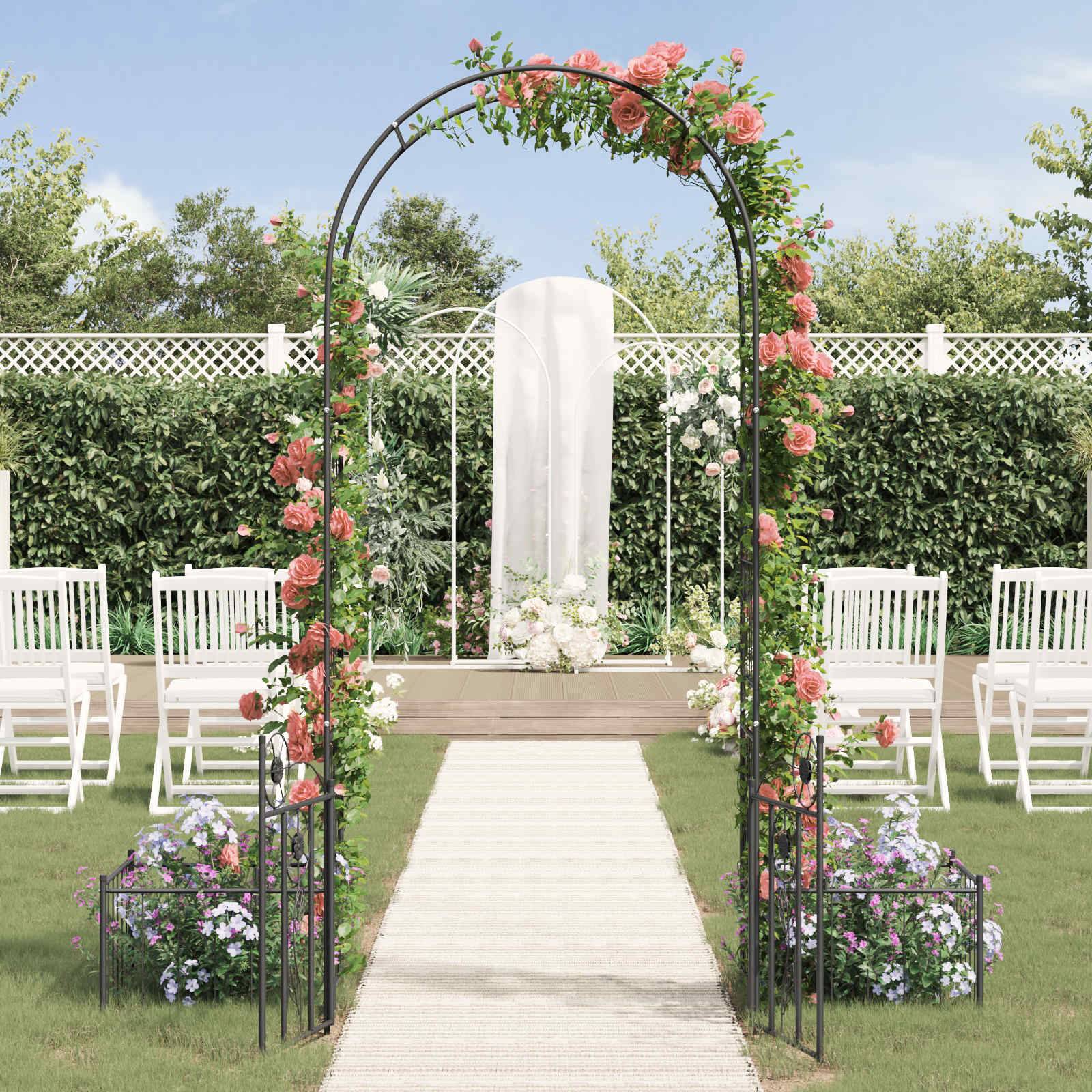 Grande Arche de jardin Métal Noir avec Portail Double Largeur pour Allée 203cm - ComfortXL Outdoor Living - Image 4