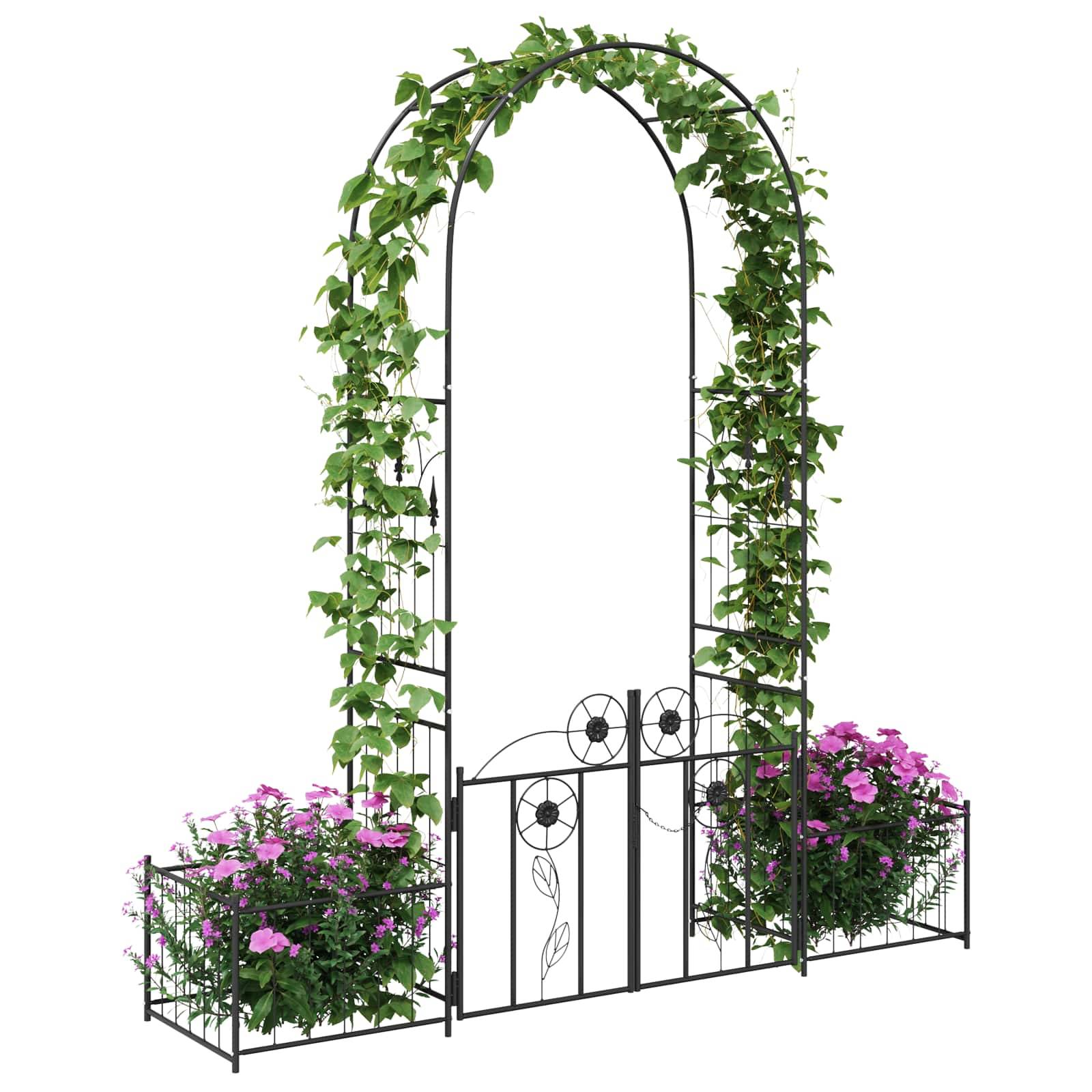 Grande Arche de jardin Métal Noir avec Portail Double Largeur pour Allée 203cm - ComfortXL Outdoor Living - Image 3