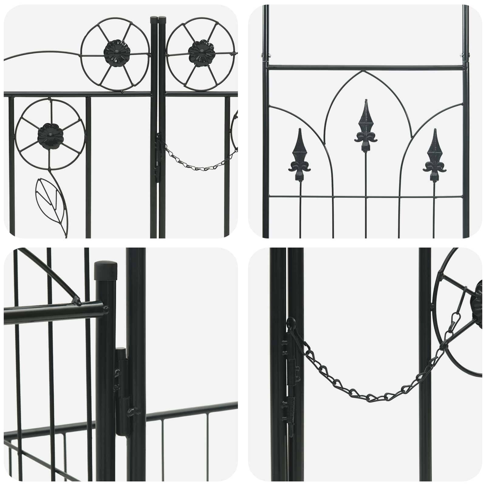Grande Arche de jardin Métal Noir avec Portail Double Largeur pour Allée 203cm - ComfortXL Outdoor Living - Image 9
