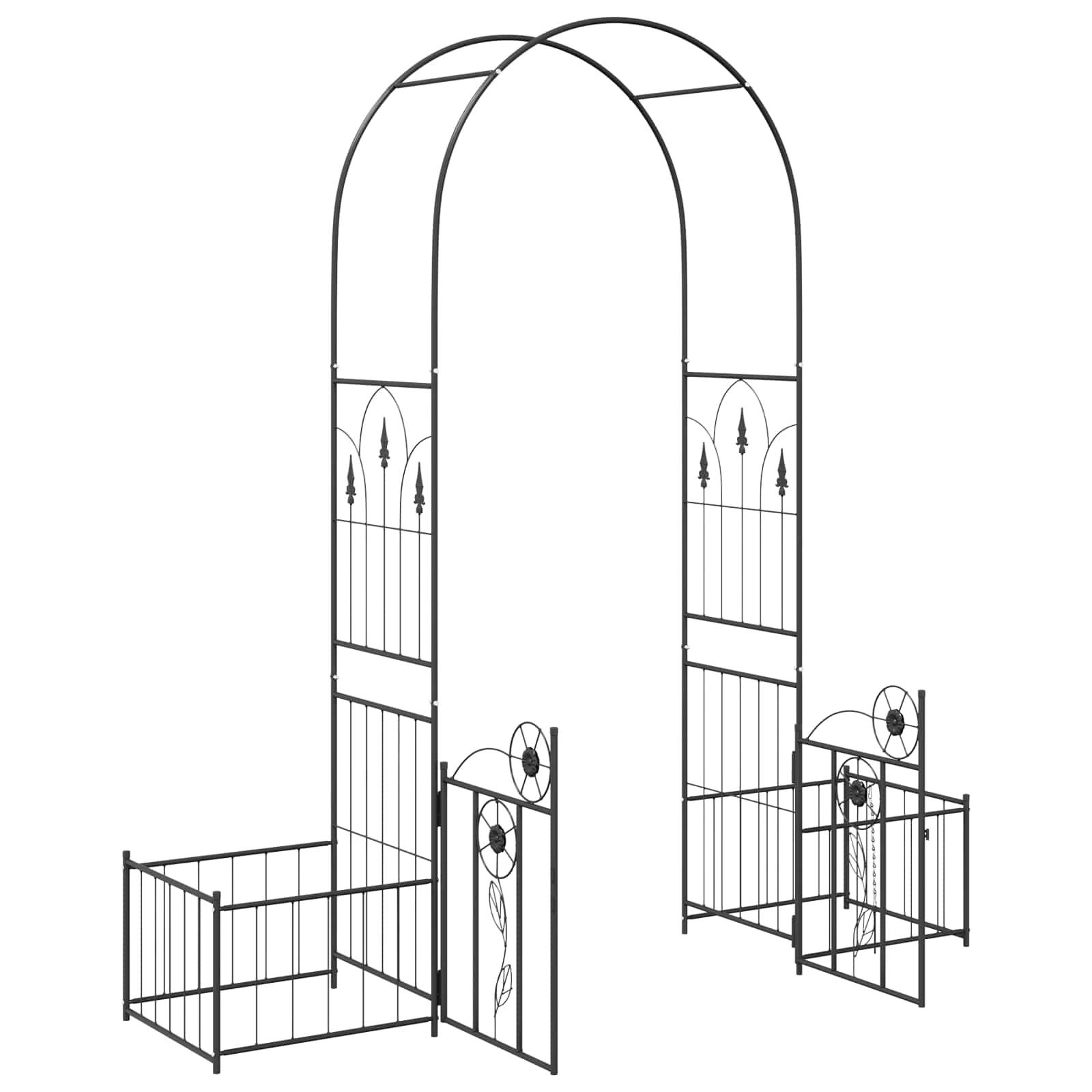Grande Arche de jardin Métal Noir avec Portail Double Largeur pour Allée 203cm - ComfortXL Outdoor Living - Image 5
