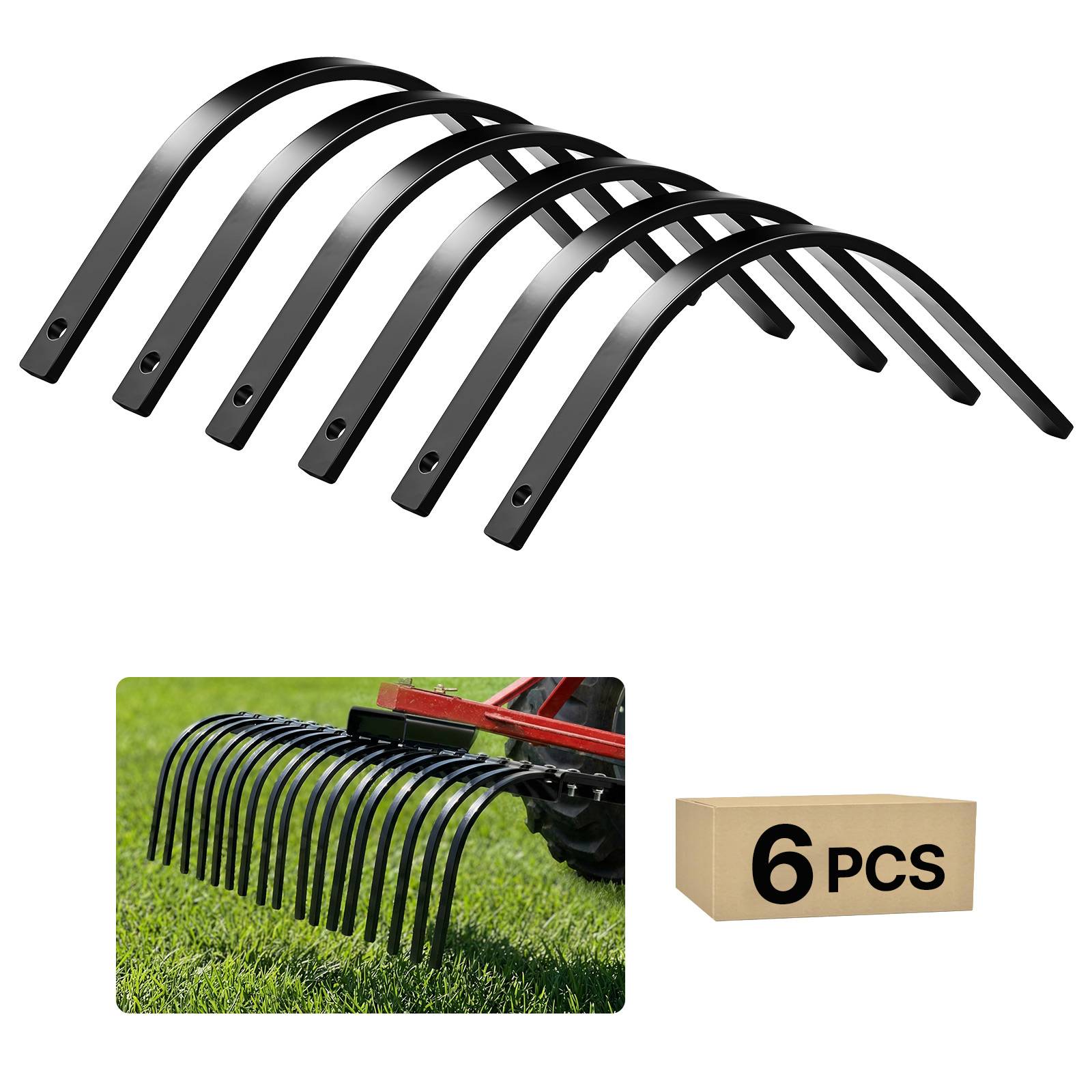 Vevor - VEVOR Dents de Râteau Paysager Déchaumeur en Acier Fixation à Boulonner Lot de 6