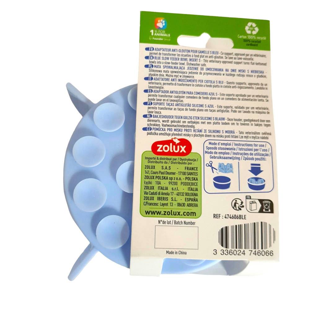 Zolux - Support anti glouton S ø 13.5 cm bleu silicone pour petit chien - Image 2