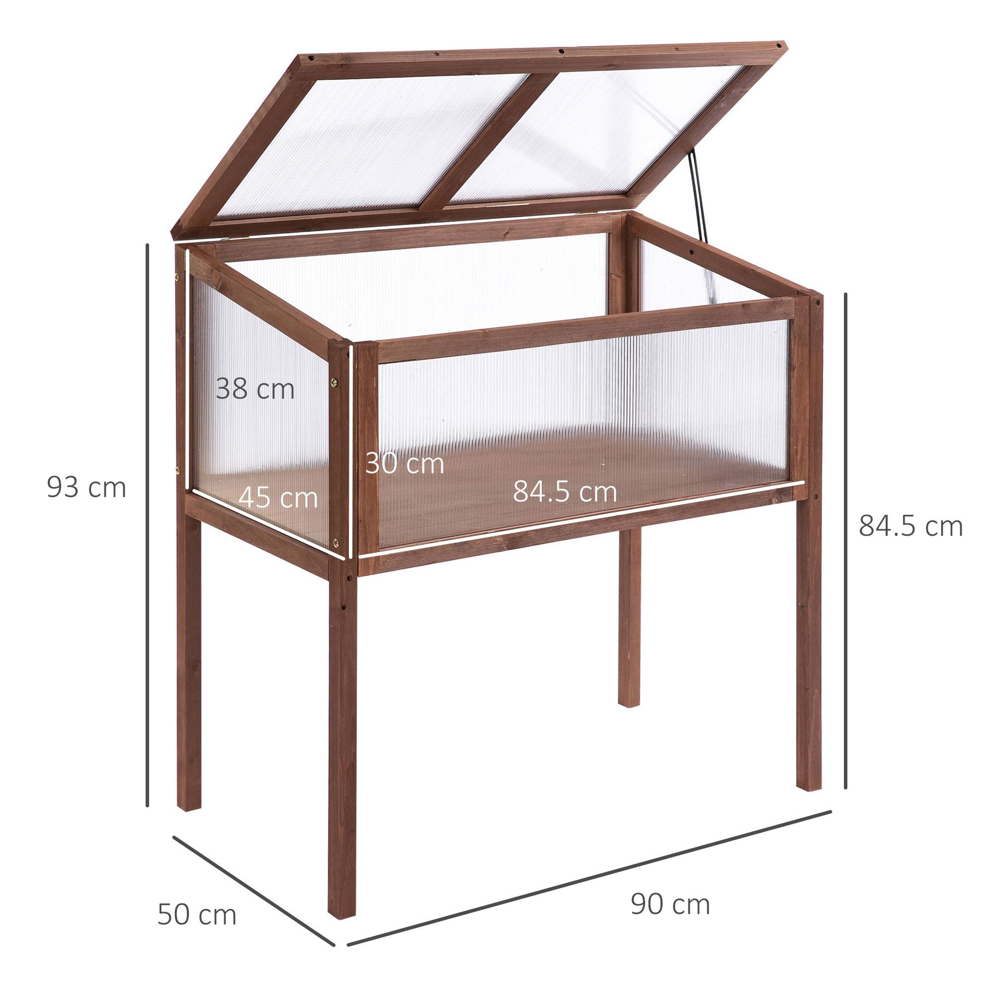ComfortXL - Carré Potager Surélevé Serre Bois Jardin Balcon Protection Semis 90x50x93cm Brun - ComfortXL Outdoor Living - Image 3