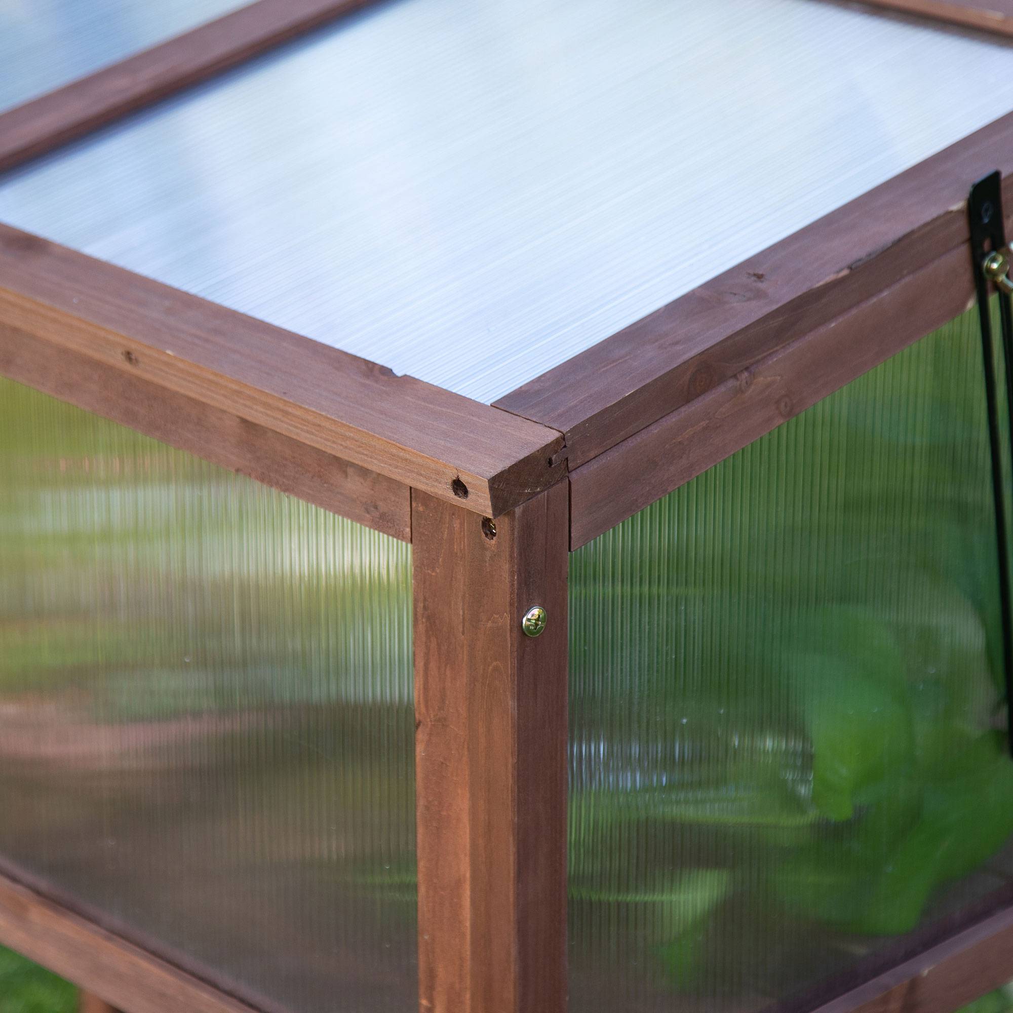 ComfortXL - Carré Potager Surélevé Serre Bois Jardin Balcon Protection Semis 90x50x93cm Brun - ComfortXL Outdoor Living - Image 8