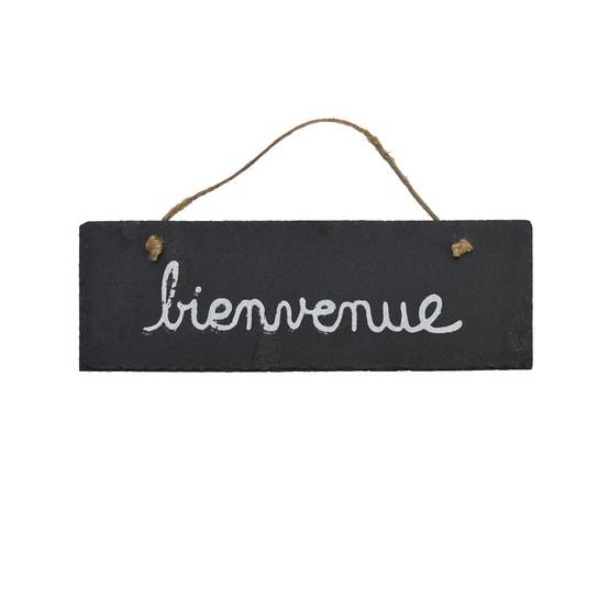 Plaque de porte d'entrée bienvenue en ardoise grise 30x10cm Chemin de campagne - Imagen 1