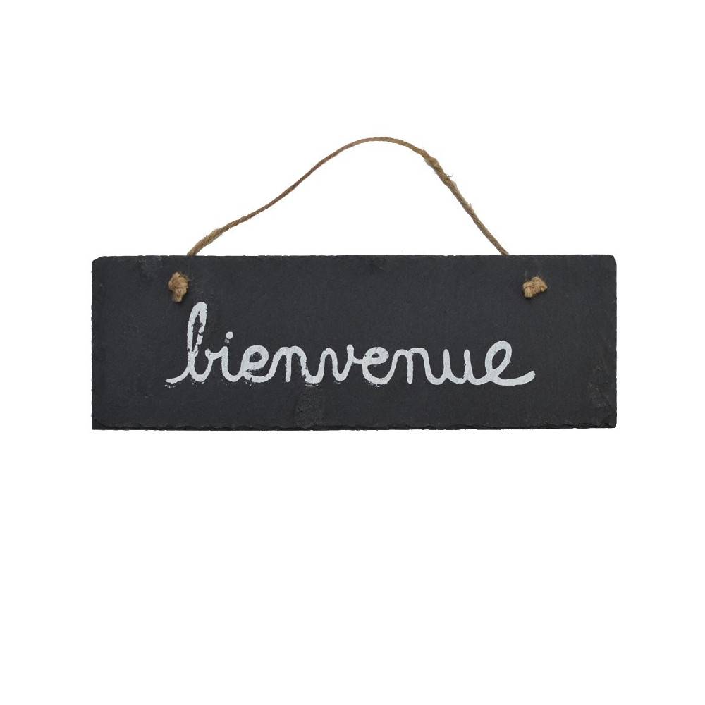 Plaque de porte d'entrée bienvenue en ardoise grise 30x10cm Chemin de campagne - Imagen 1