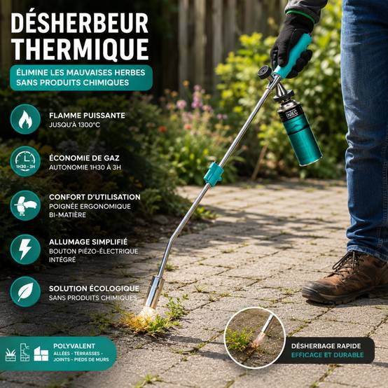 Désherbeur thermique Brule Herbes + 4 Cartouches de gaz 250g KZ GARDEN - Imagen 2