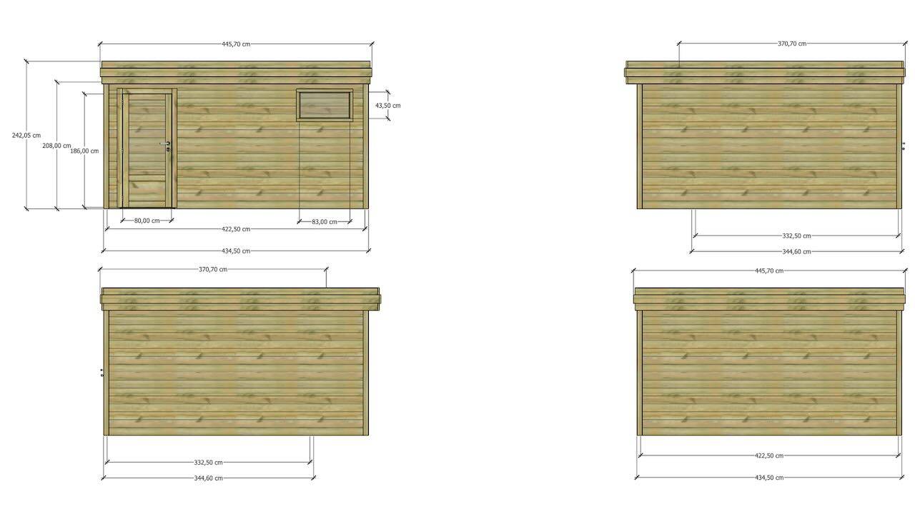 ABRI DE JARDIN bois  autoclave 27mm - 4,34x4,34m / 19m2 - Bac acier - Abri Français - Image 4