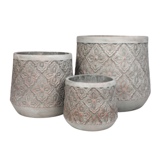 3 Cache-pots grandes tailles plante extérieur béton gris 21-31-40cm Chemin de campagne - Imagen 1