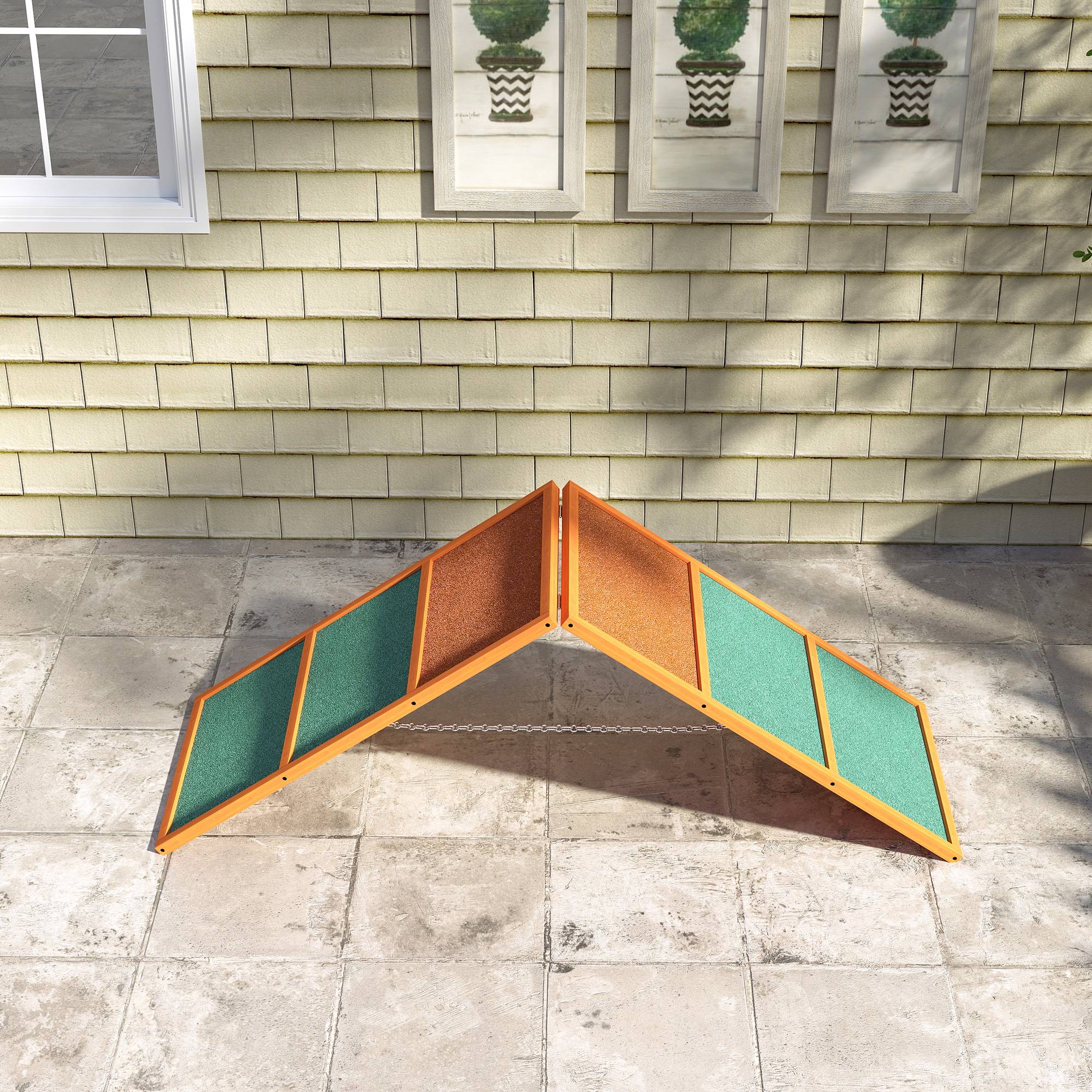 Rampe d'agilité pour chien bois de sapin orange et vert 173 x 59 x 66 cm - PANGIVO - Image 9
