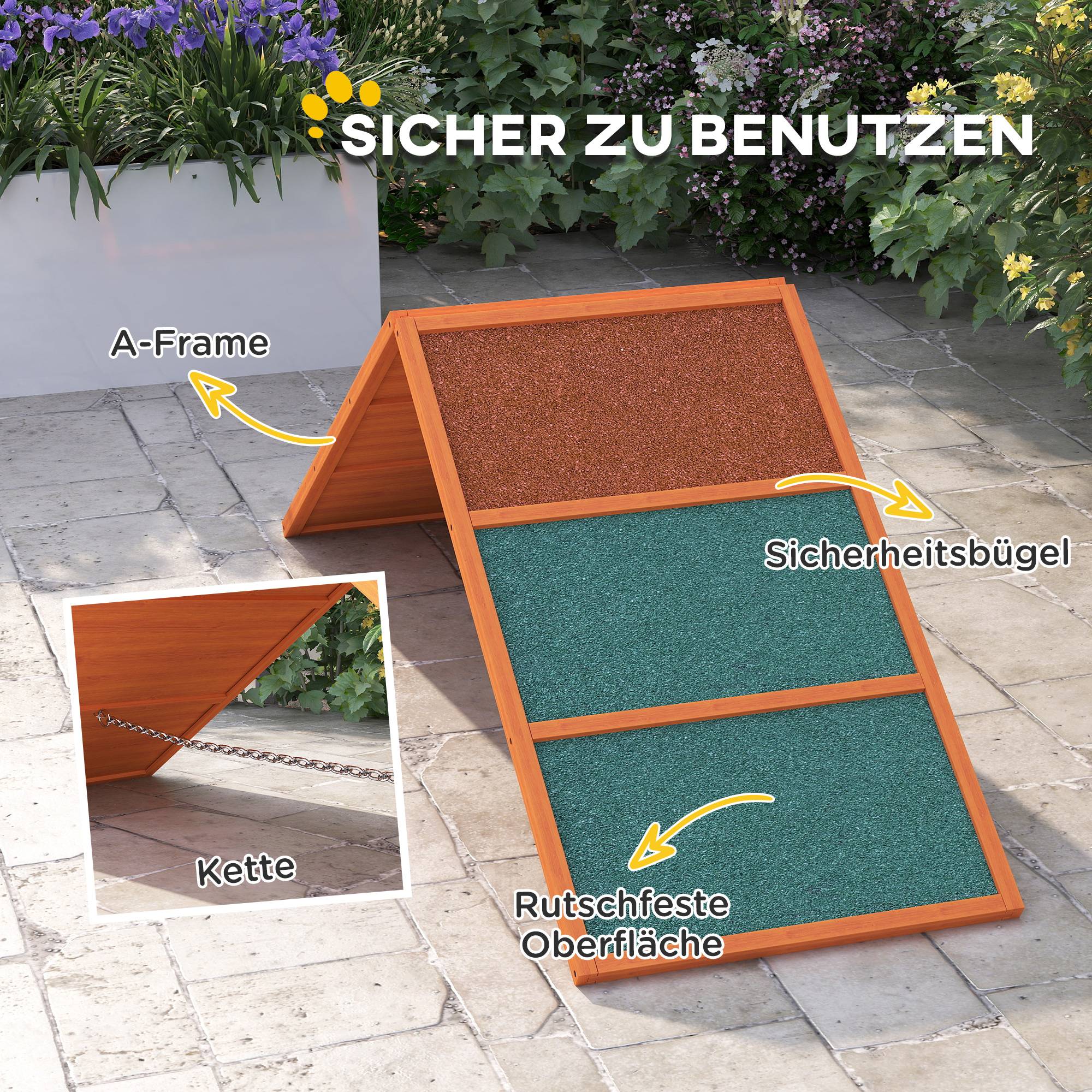 Rampe d'agilité pour chien bois de sapin orange et vert 173 x 59 x 66 cm - PANGIVO - Image 7