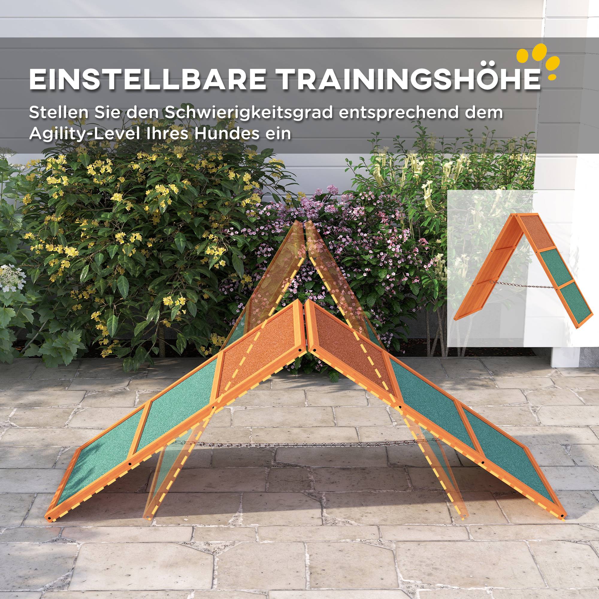 Rampe d'agilité pour chien bois de sapin orange et vert 173 x 59 x 66 cm - PANGIVO - Image 6