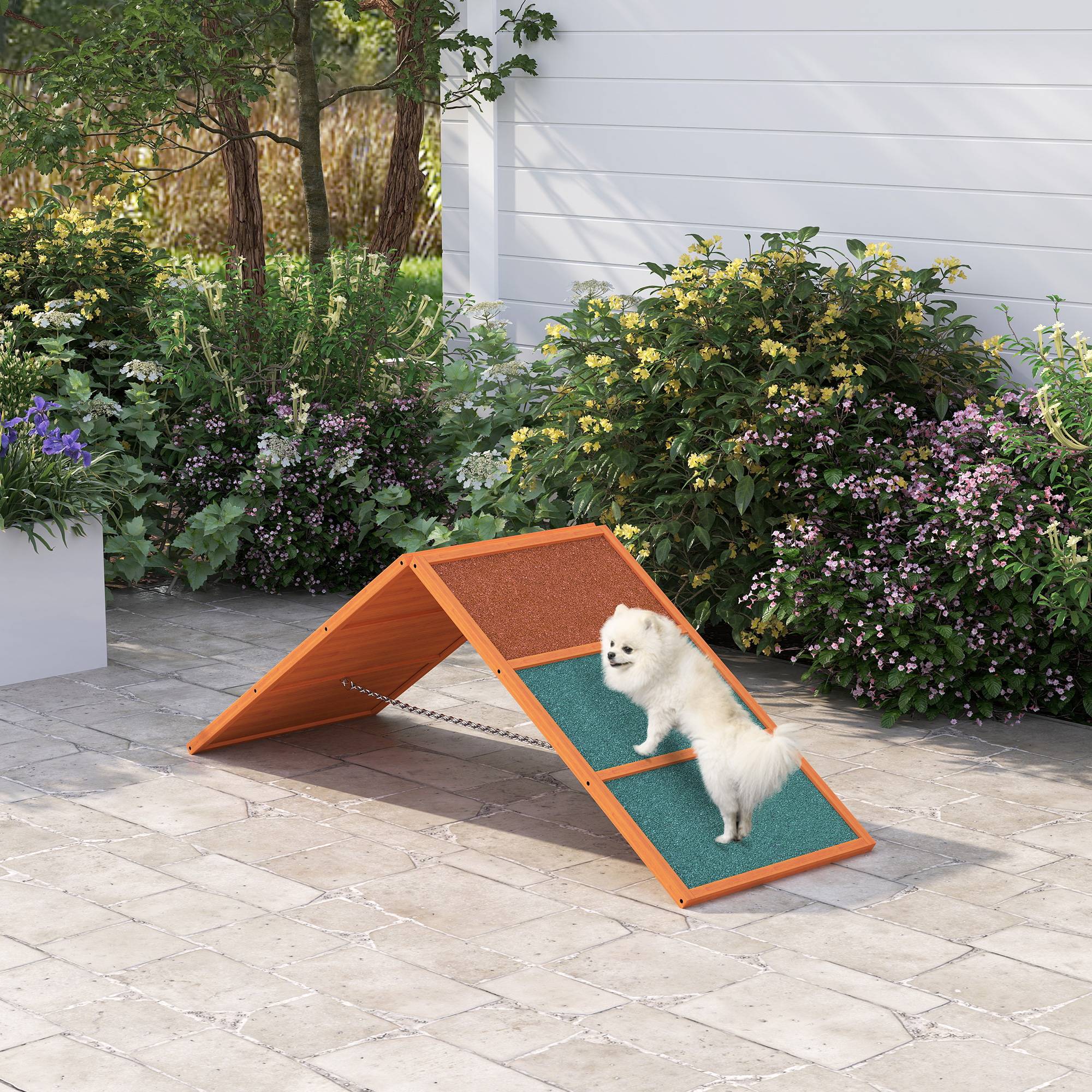 Rampe d'agilité pour chien bois de sapin orange et vert 173 x 59 x 66 cm - PANGIVO - Image 3
