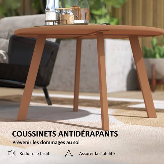 Table basse de jardin métal orange 70 x 70 x 42 cm - PANGIVO - Image 8