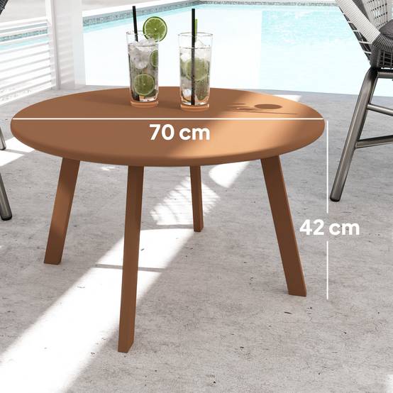 Table basse de jardin métal orange 70 x 70 x 42 cm - PANGIVO - Image 5