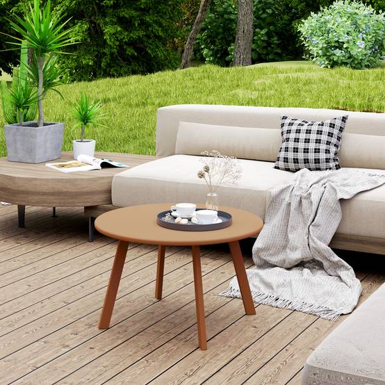 Table basse de jardin métal orange 70 x 70 x 42 cm - PANGIVO - Image 4