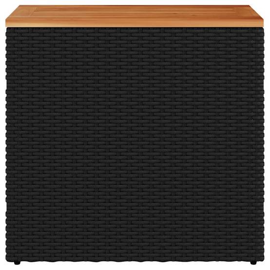 ComfortXL - Petite Console d'Extérieur Noire avec Plateau Bois d'Acacia, 58x27.5cm en Poly Rotin – ComfortXL Outdoor Living - Image 5