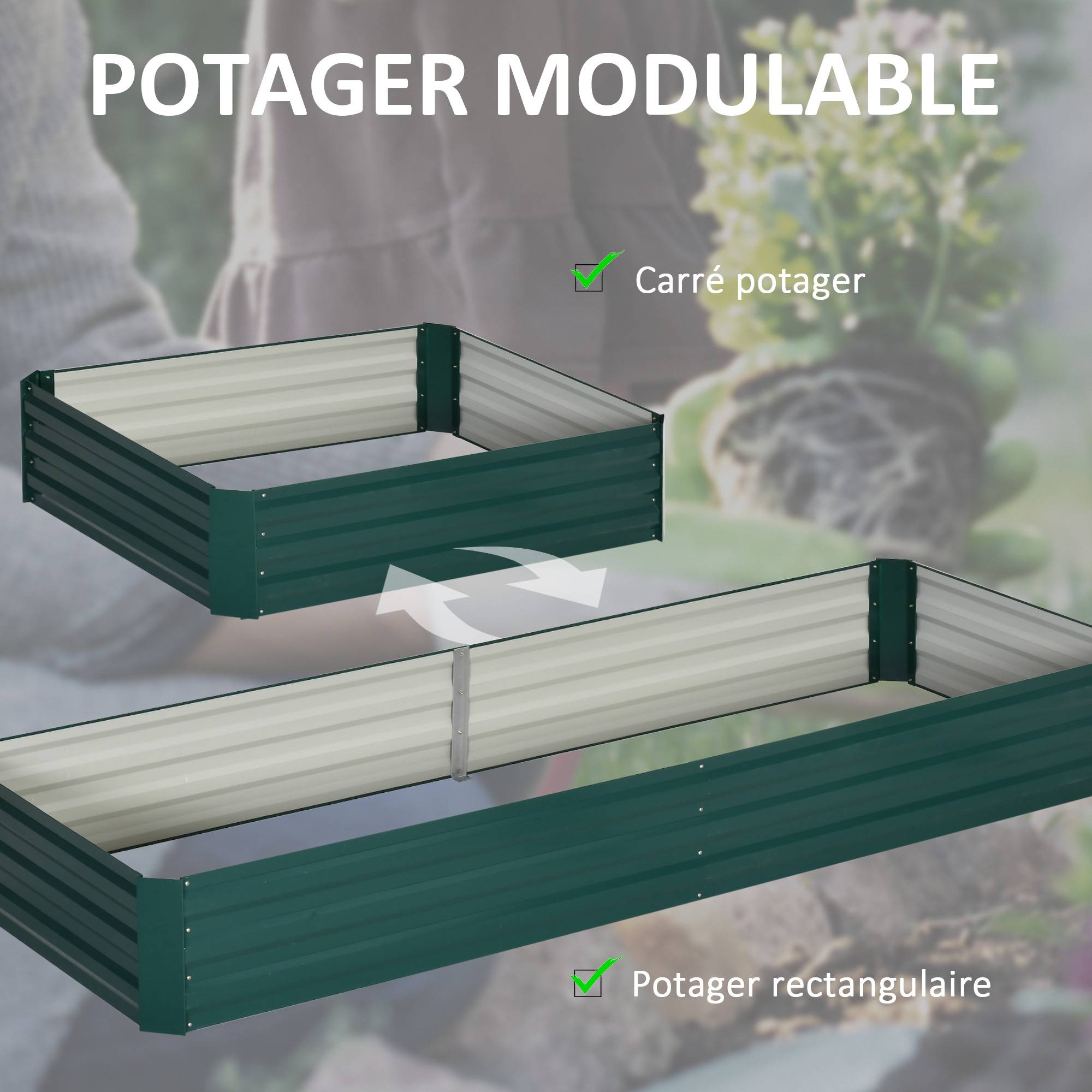 PANGIVO - Carré potager acier vert foncé 241 x 90.5 x 30 cm - PANGIVO - Image 7