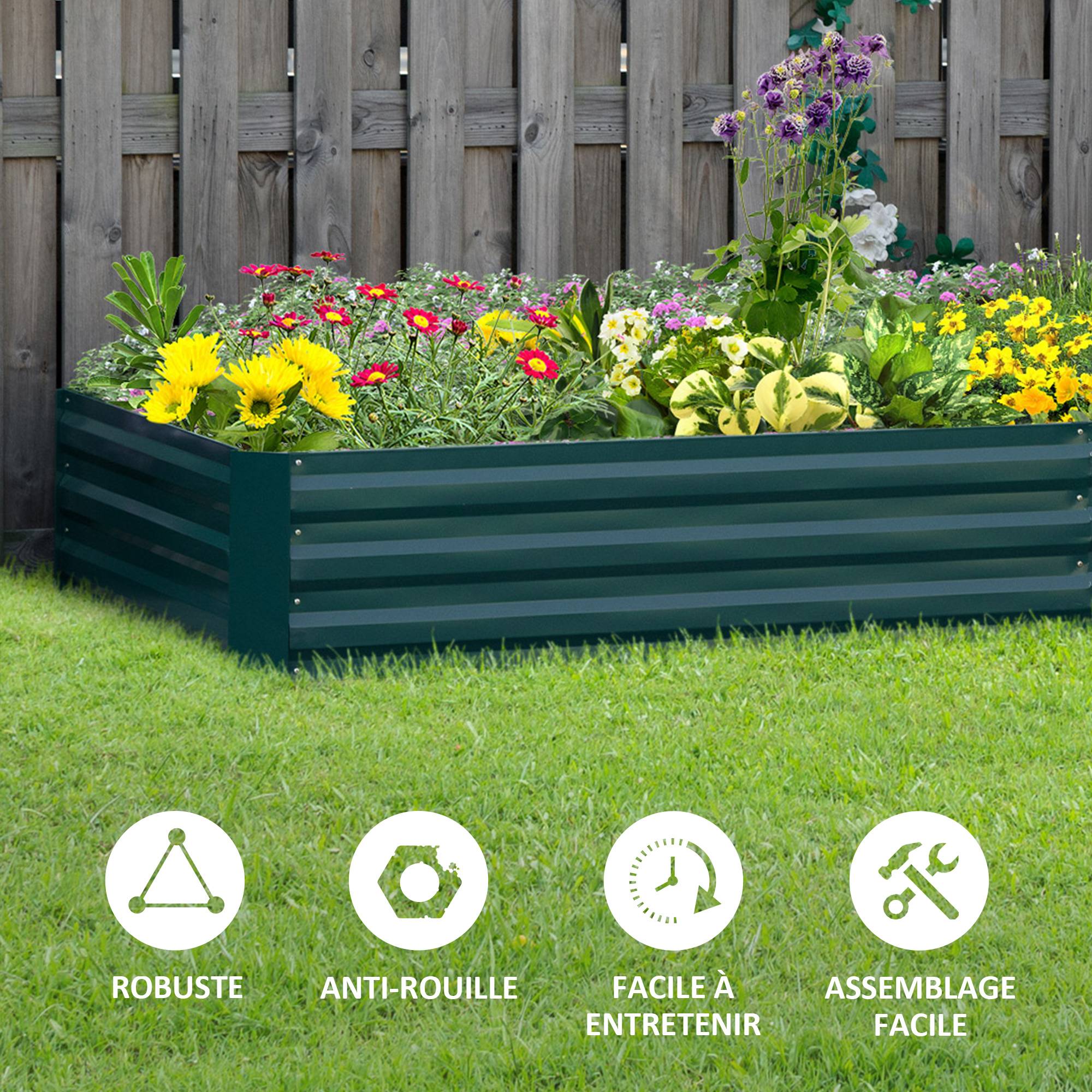 PANGIVO - Carré potager acier vert foncé 241 x 90.5 x 30 cm - PANGIVO - Image 8