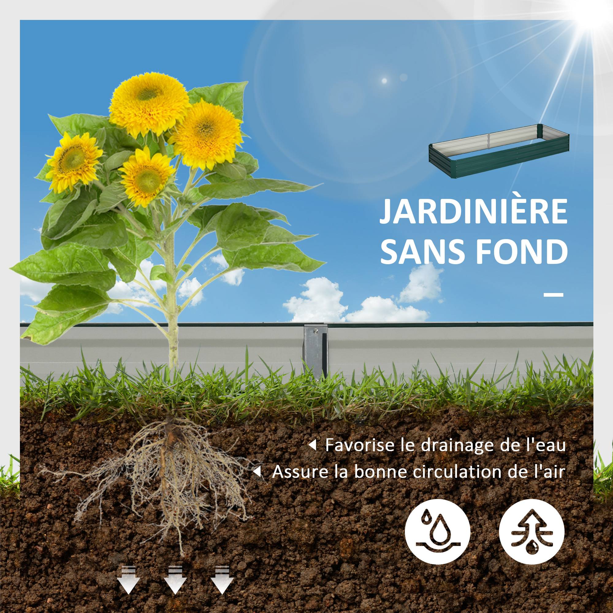PANGIVO - Carré potager acier vert foncé 241 x 90.5 x 30 cm - PANGIVO - Image 6
