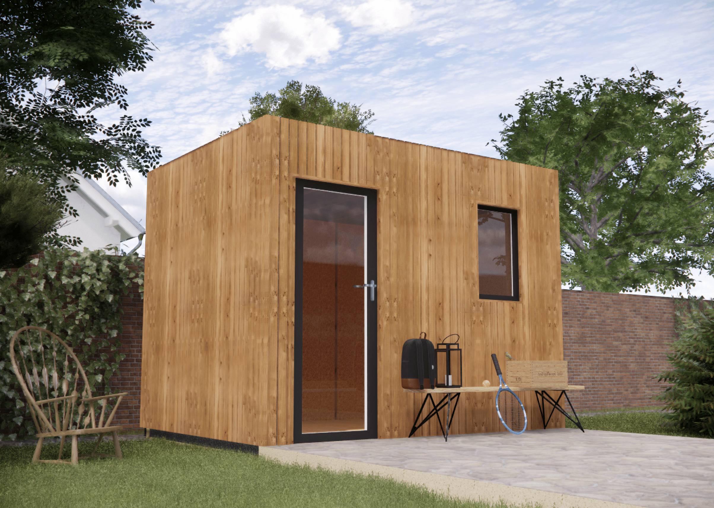 Sans Marque - Studio de jardin hébergement en bois 3,3 x 2,4 x 2,7 m avec plancher isolé - Imagen 1
