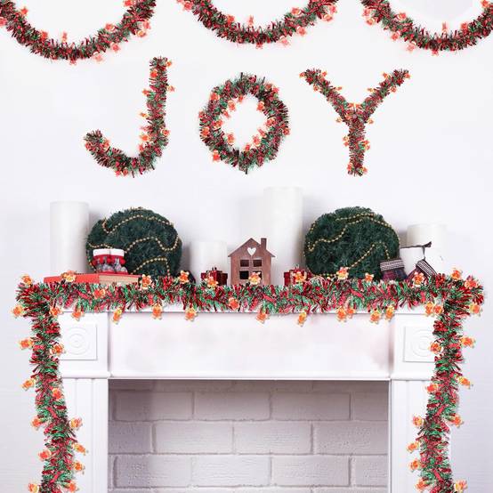 Couronne de Noël Bonhomme en pain d'épices pour sapin de Noël, intérieur ou extérieur, cheminée, décoration de fête (5 pièces de 2 mètres) - Image 4