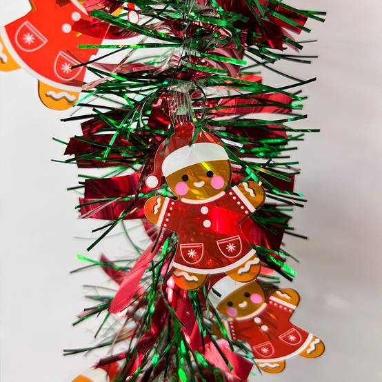 Couronne de Noël Bonhomme en pain d'épices pour sapin de Noël, intérieur ou extérieur, cheminée, décoration de fête (5 pièces de 2 mètres) - Image 8