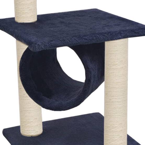 Helloshop26 - Arbre à chat griffoir grattoir niche jouet animaux peluché en sisal 65 cm bleu foncé - Image 3