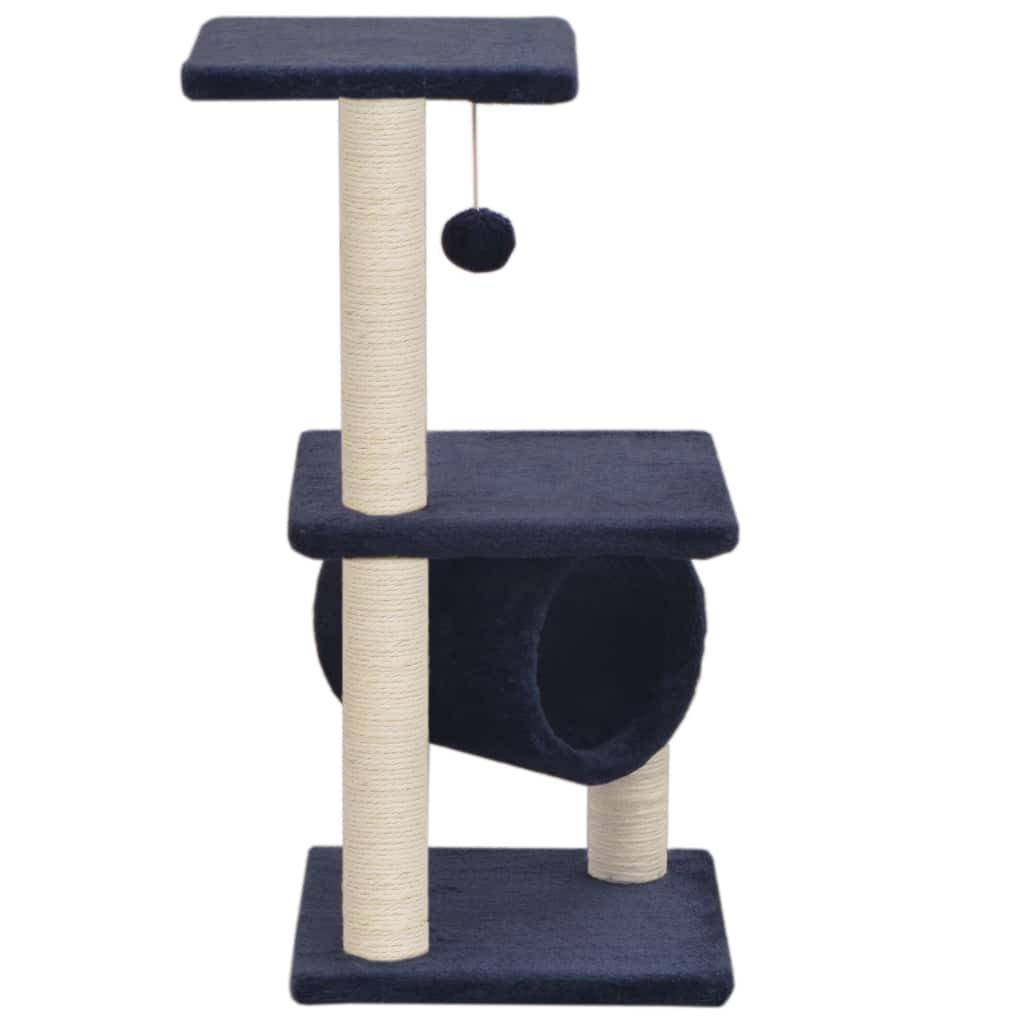 Helloshop26 - Arbre à chat griffoir grattoir niche jouet animaux peluché en sisal 65 cm bleu foncé - Imagen 2