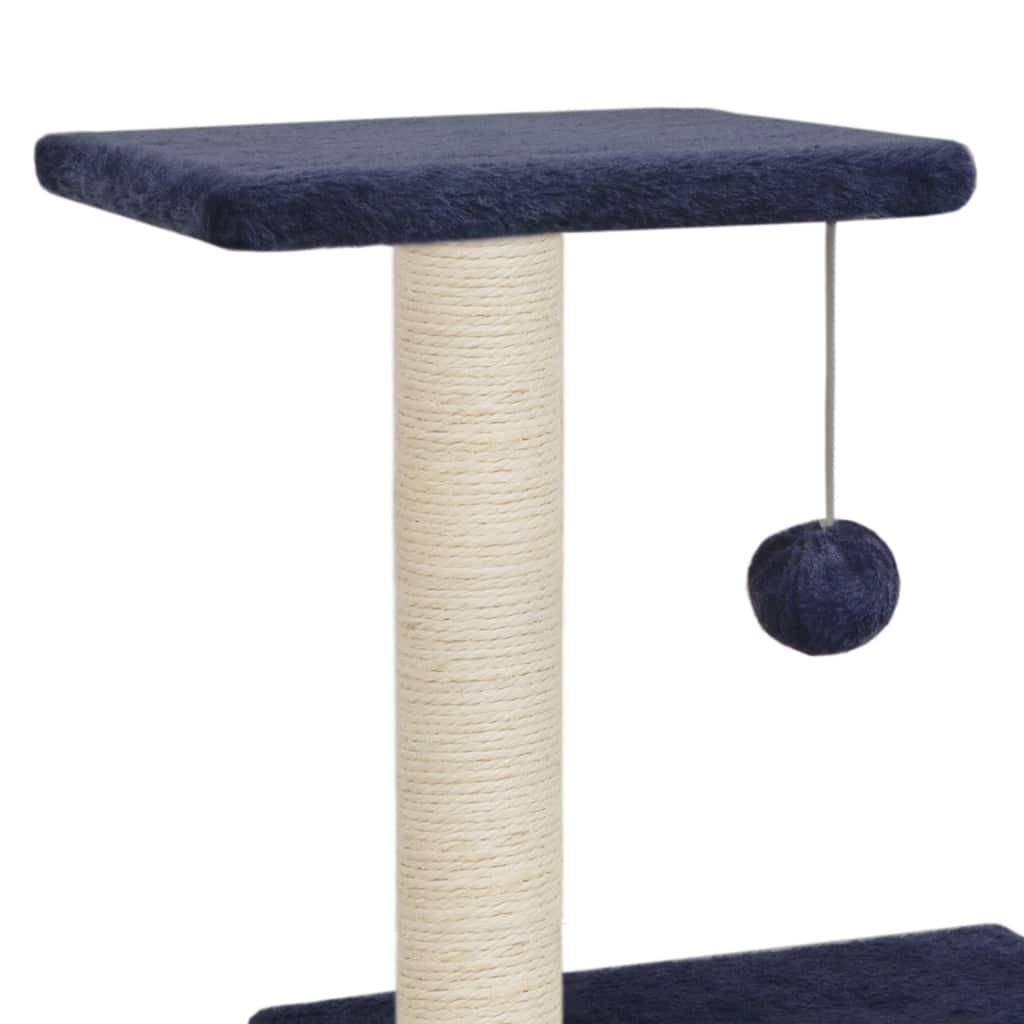 Helloshop26 - Arbre à chat griffoir grattoir niche jouet animaux peluché en sisal 65 cm bleu foncé - Image 4