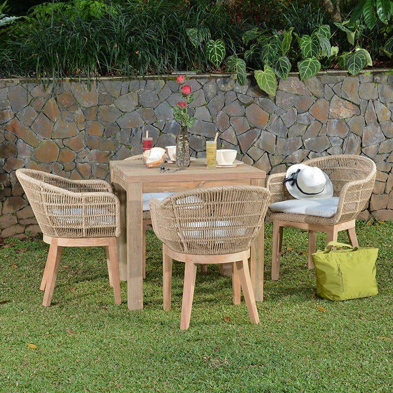 Table en teck recyclé 80 x 80 cm Callao - Gecko Jardin - Imagen 5