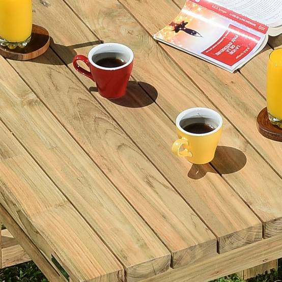 Table en teck recyclé 80 x 80 cm Callao - Gecko Jardin - Imagen 4