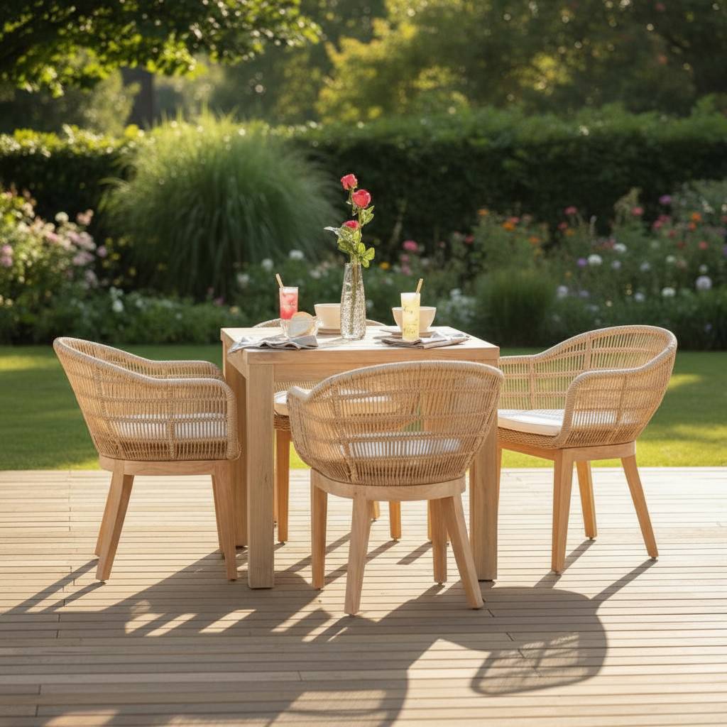 Table en teck recyclé 80 x 80 cm Callao - Gecko Jardin - Imagen 8