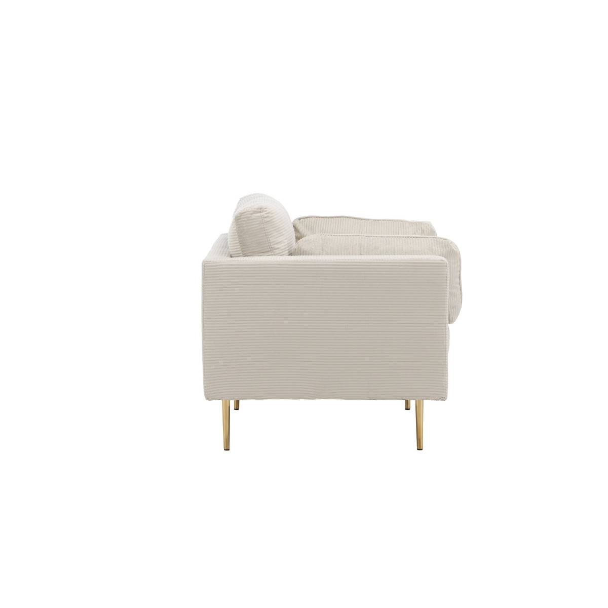 Paris Prix - Fauteuil Design Velours Côtelé "Boom" 110cm Beige Clair - Image 3
