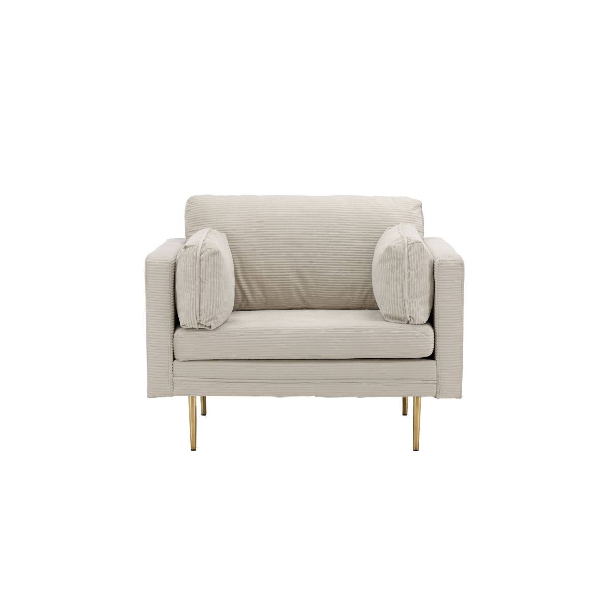 Paris Prix - Fauteuil Design Velours Côtelé "Boom" 110cm Beige Clair - Image 2