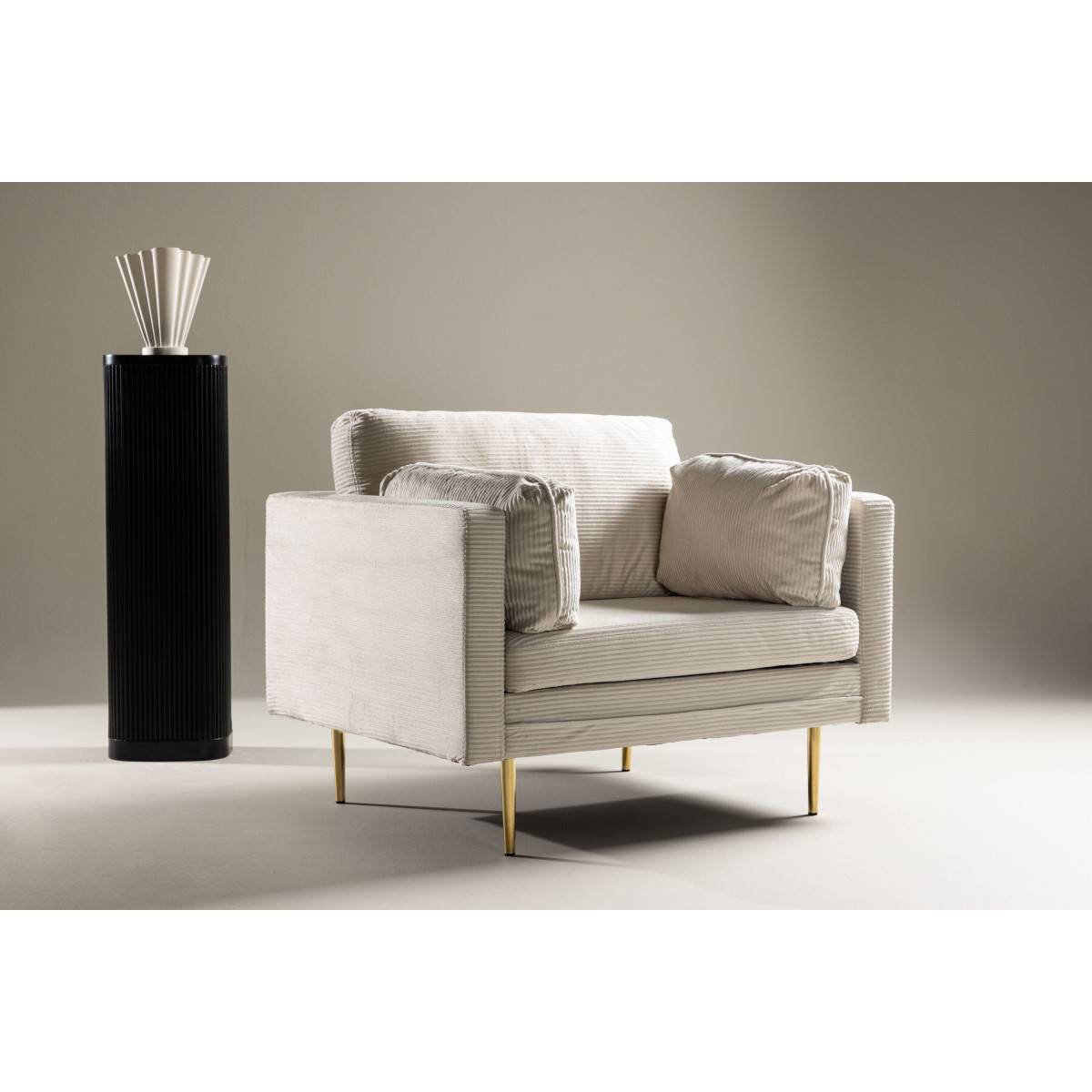 Paris Prix - Fauteuil Design Velours Côtelé "Boom" 110cm Beige Clair - Image 10